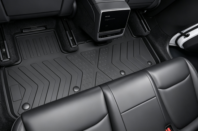 Tesla Model Y Juniper Floor Mats 2026, 9 Piece Front Trunk and Cargo Set, All Weather TPE, 3 Seat Back Protectors