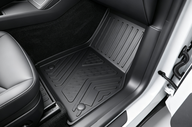 Tesla Model Y Juniper Floor Mats 2026, 9 Piece Front Trunk and Cargo Set, All Weather TPE, 3 Seat Back Protectors