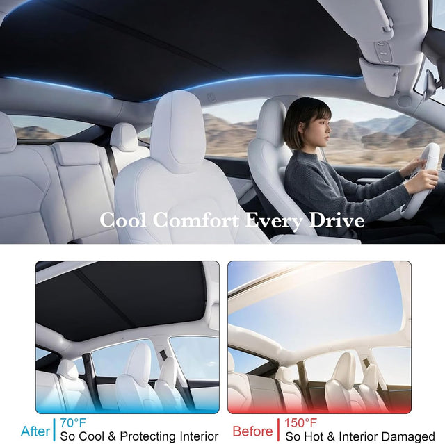 SUPER LINER 9-Pc Floor Mats & 3-Pc Sunshade Set for Model Y Juniper 2026 Custom Fit TPE Cargo Liners, Anti-Slip Metal Pedal, All Weather Accessories, Graphene Heat Blocking (Not for Standard)