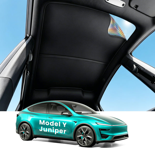 Tesla Model Y Juniper Sunshade 2026, Glass Roof and Windshield Sun Shade Set, Two Panel Roof, Never Sag Frame