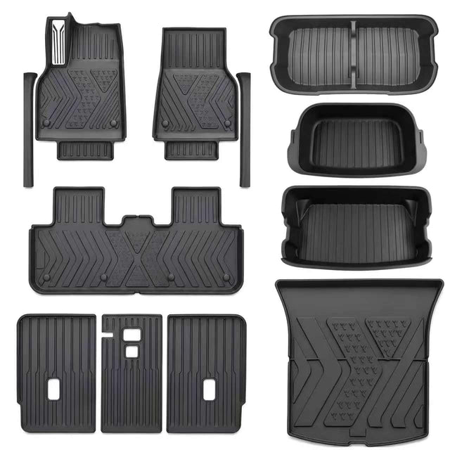 SUPER LINER 12PCS Tesla New Model Y Juniper 2026 Floor Mats & Accessories Custom Fit TPE Cargo Liners, All Weather Pet & Child System(Only fit Premium&Performance)