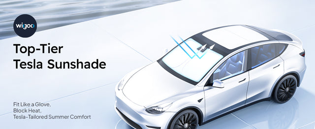 Tesla Model Y Juniper Sunshade 2026, Glass Roof and Windshield Sun Shade Set, Two Panel Roof, Never Sag Frame