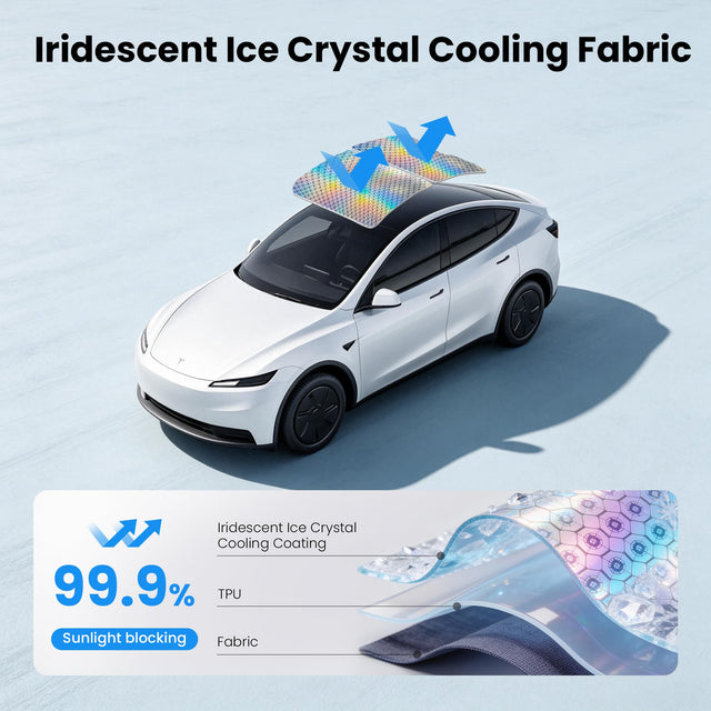 Tesla Model Y Juniper Sunshade 2026, Glass Roof and Windshield Sun Shade Set, Two Panel Roof, Never Sag Frame