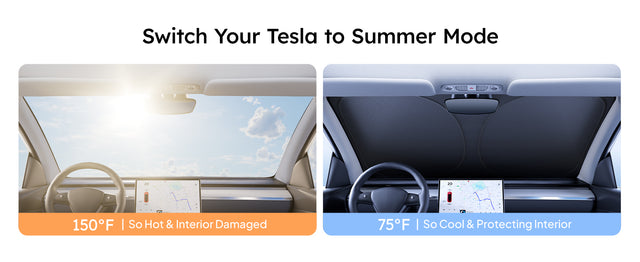 Tesla Model Y Juniper Sunshade 2026, Glass Roof and Windshield Sun Shade Set, Two Panel Roof, Never Sag Frame