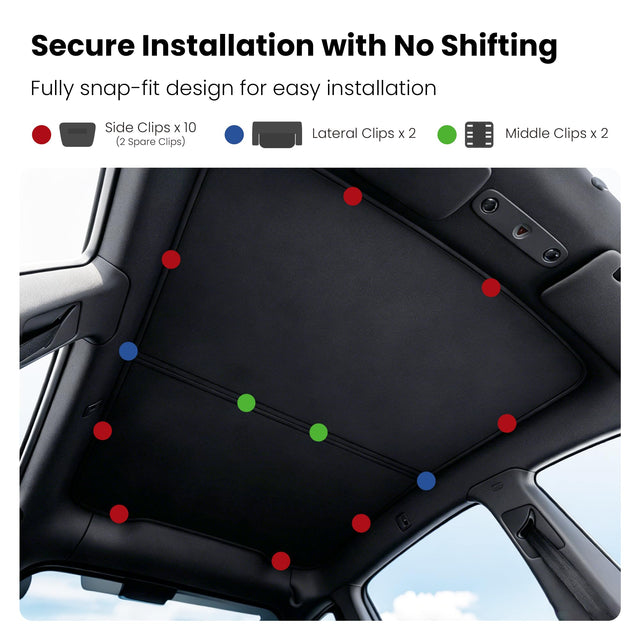 Tesla Model Y Juniper Sunshade 2026, Glass Roof and Windshield Sun Shade Set, Two Panel Roof, Never Sag Frame