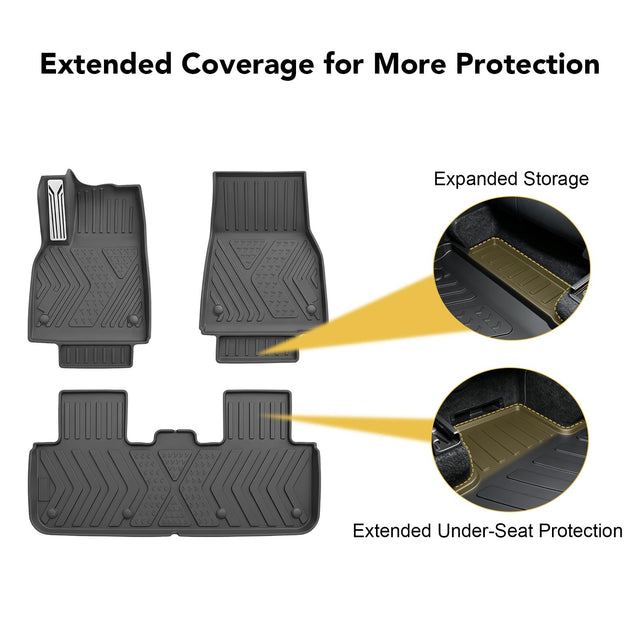 SUPER LINER Tesla New Model Y Juniper Floor Mats 2025-2026 &Seatbacks 9 PCS | Cargo Liners, Raised and Extended Edges &Expanded Storage |Pet & Child-Friendly Model Y Juniper Accessories(Not for Standard)