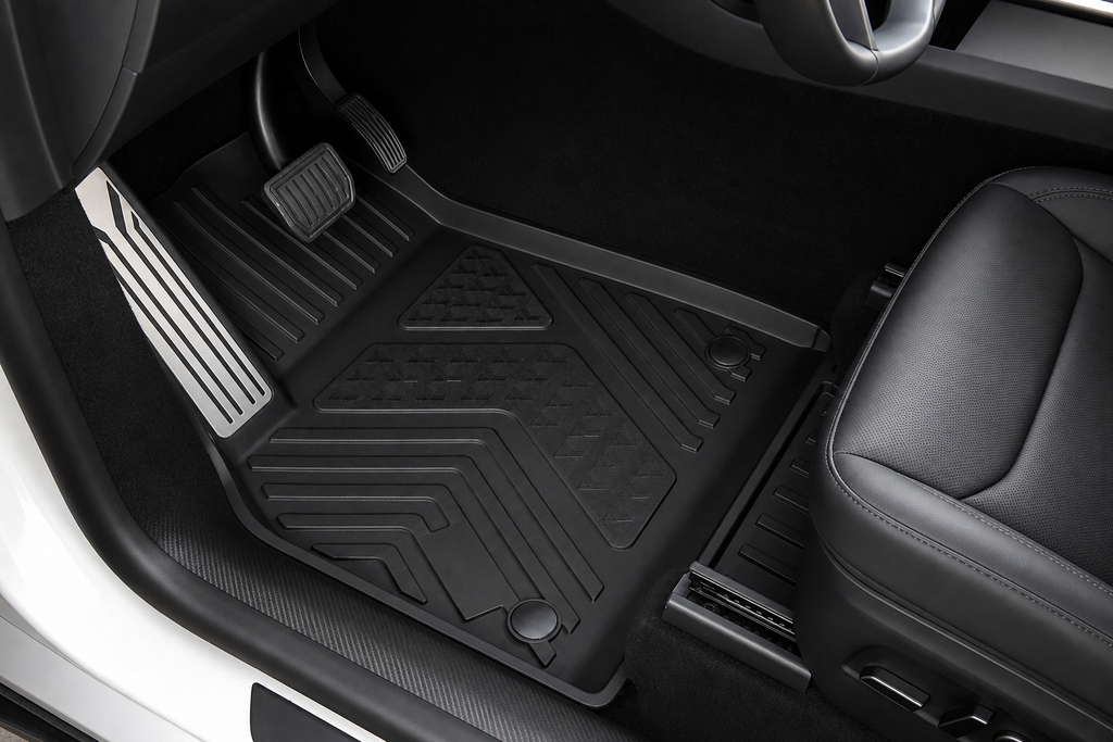MoldedFit™ precision-molded floor liner installed in a Tesla cabin