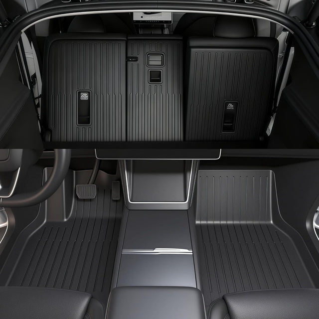 SUPER LINER Tesla 2026 2027 Model Y Juniper Floor Mats, Only for Standard Cargo Liners, Seatbacks, 9 PCS Extra-Thick TPE for 2025-2027 All-Weather Pet & Child-Friendly Model Y Juniper Accessories