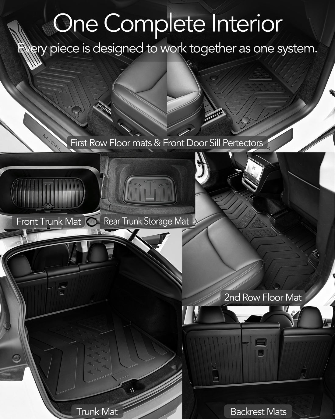 MoldedFit™ 11-Piece Interior & Cargo Set — Tesla Model Y Floor Mats