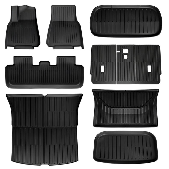 SUPER LINER Tesla New Model Y Juniper 2025 2026 Floor Mats,10PCS | Custom Fit TPE Cargo Liner, Seat Back Protector, & Accessories , All Weather Pet & Child System(Only fit Premium&Performance)