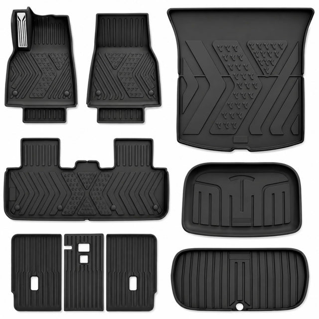SUPER LINER 9PCS Floor Mats & Accessories for Tesla Model Y Juniper 2026 Custom Fit, Cargo & Trunk Liners, Anti-Slip Metal Pedal, Odorless TPE, Easy Clean, Not for Standard