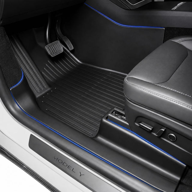 SUPER LINER 9-Pc Floor Mats & 3-Pc Sunshade Set for Model Y Juniper 2026 Custom Fit TPE Cargo Liners, All Weather Accessories, Graphene Heat Blocking, Carbon Fiber Never Sag(Not for Standard)