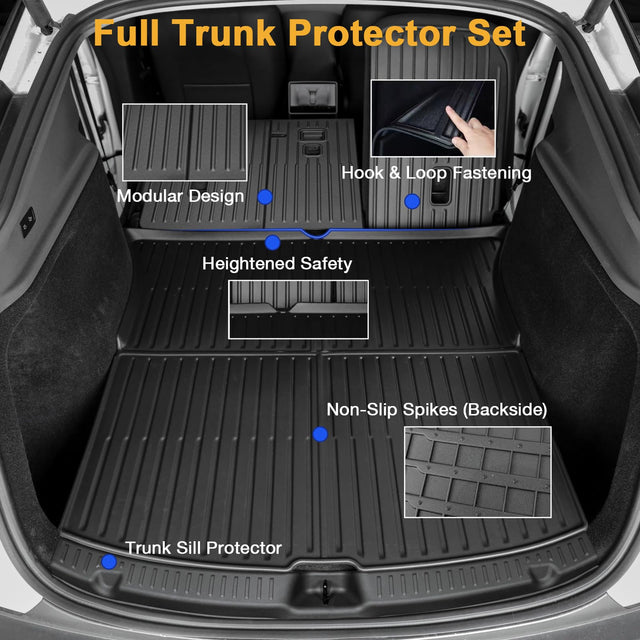SUPER LINER 9-Pc Floor Mats & 3-Pc Sunshade Set for Model Y Juniper 2026 Custom Fit TPE Cargo Liners, All Weather Accessories, Graphene Heat Blocking, Carbon Fiber Never Sag(Not for Standard)