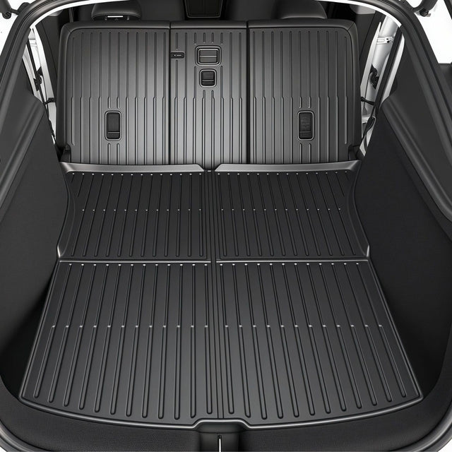 SUPER LINER Tesla Model Y Juniper 2025 2026 Floor Mats & Cargo Liners Full Set 9 PCS Extra-Thick TPE CabinProtect™ for 5-Seater | All-Weather Pet & Child-Friendly Accessories(Not for Standard)