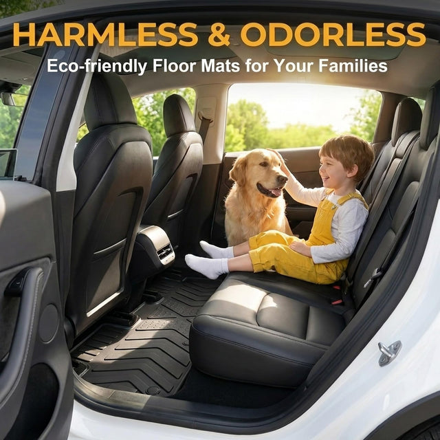 SUPER LINER 12PCS Tesla New Model Y Juniper 2026 Floor Mats & Accessories Custom Fit TPE Cargo Liners, All Weather Pet & Child System(Only fit Premium&Performance)