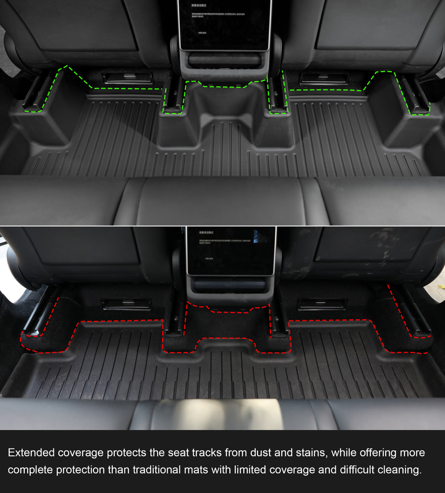 Seat rails with SUPER LINER coverage extending underneath